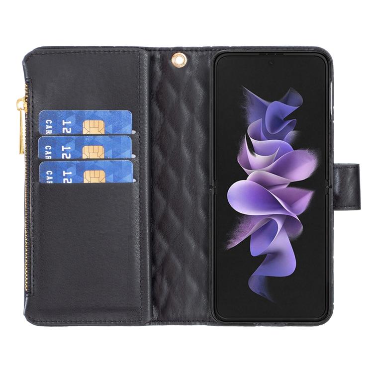 For Samsung Galaxy Z Fold6 Diamond Lattice Zipper Wallet Leather Flip Phone Case