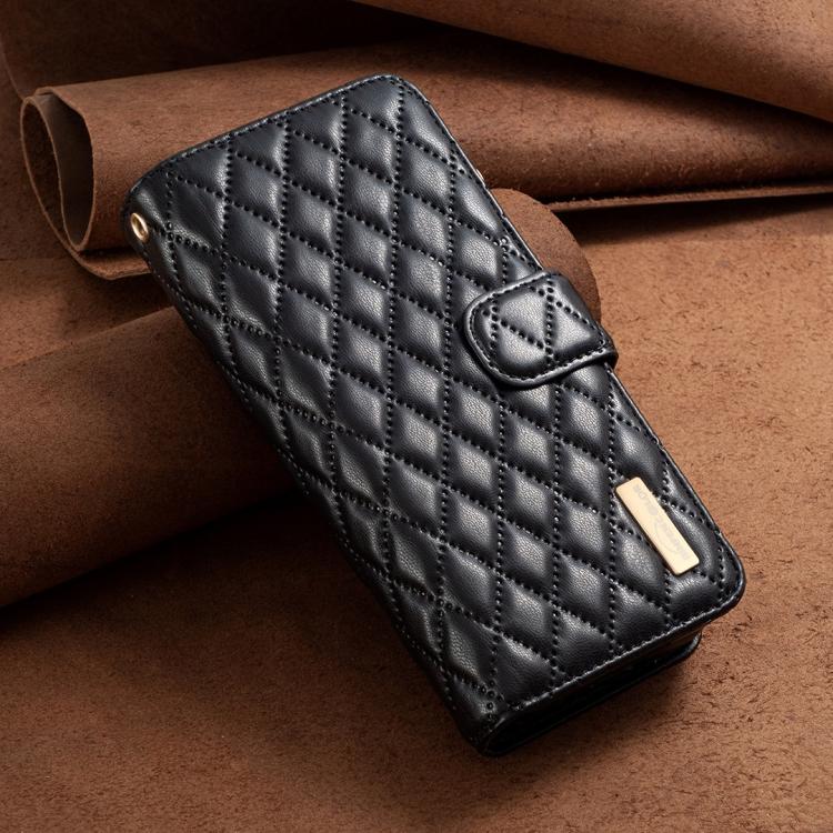 For Samsung Galaxy Z Fold6 Diamond Lattice Zipper Wallet Leather Flip Phone Case