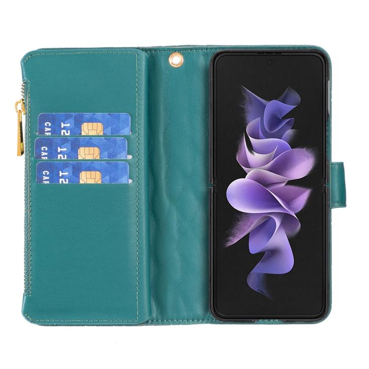 For Samsung Galaxy Z Fold6 Diamond Lattice Zipper Wallet Leather Flip Phone Case