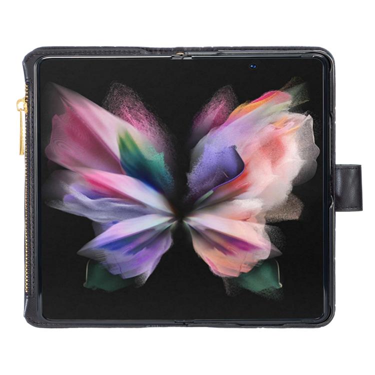 For Samsung Galaxy Z Fold7 Diamond Lattice Zipper Wallet Leather Flip Phone Case