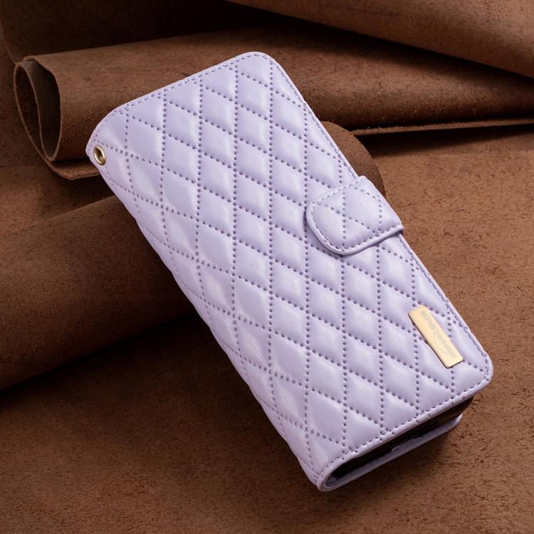For Samsung Galaxy Z Fold7 Diamond Lattice Zipper Wallet Leather Flip Phone Case