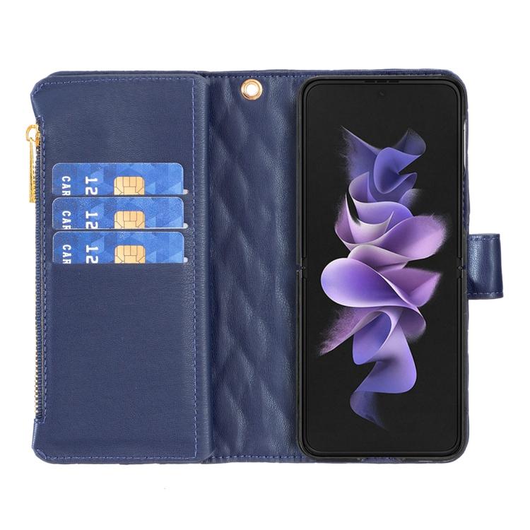 For Samsung Galaxy Z Fold7 Diamond Lattice Zipper Wallet Leather Flip Phone Case