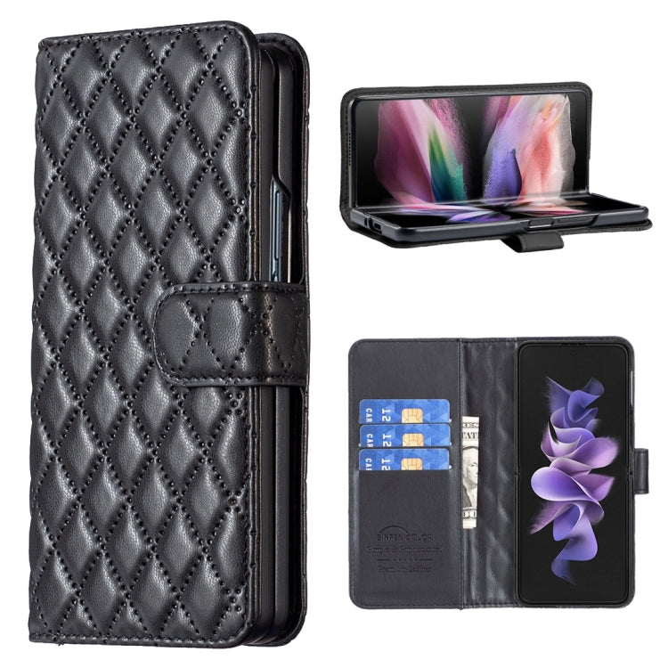 For Samsung Galaxy Z Fold4 Diamond Lattice Wallet Leather Flip Phone Case