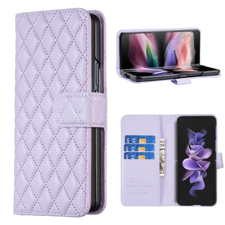For Samsung Galaxy Z Fold4 Diamond Lattice Wallet Leather Flip Phone Case
