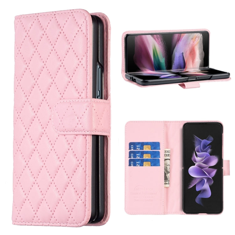 For Samsung Galaxy Z Fold4 Diamond Lattice Wallet Leather Flip Phone Case