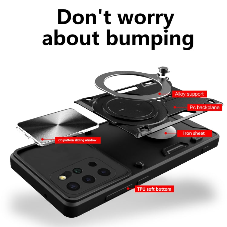 For Samsung Galaxy S20+ CD Texture Sliding Camshield Magnetic Holder Phone Case