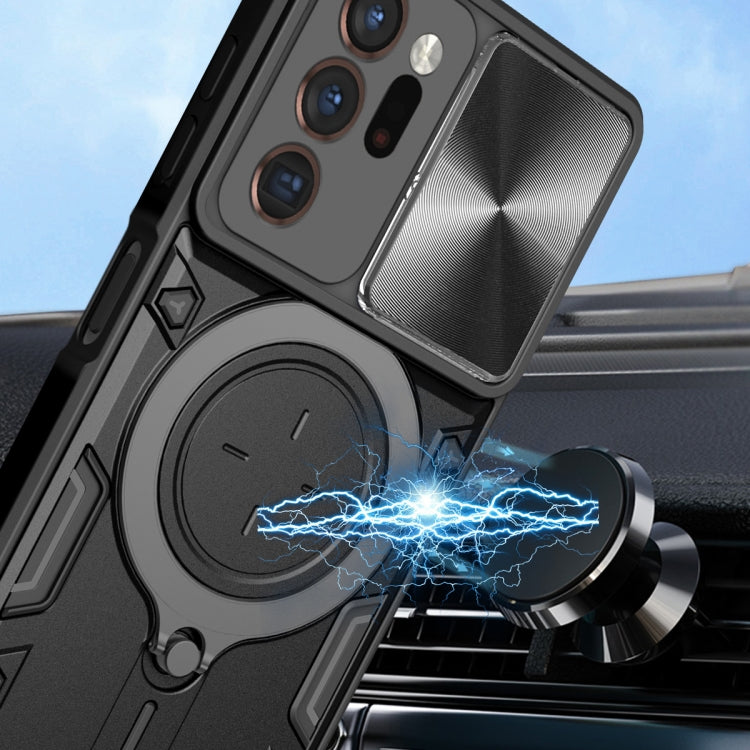 For Samsung Galaxy Note20 Ultra CD Texture Sliding Camshield Magnetic Holder Phone Case