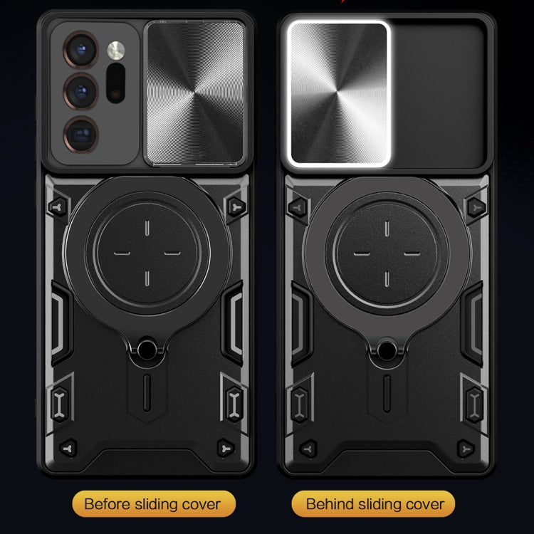 For Samsung Galaxy Note20 Ultra CD Texture Sliding Camshield Magnetic Holder Phone Case