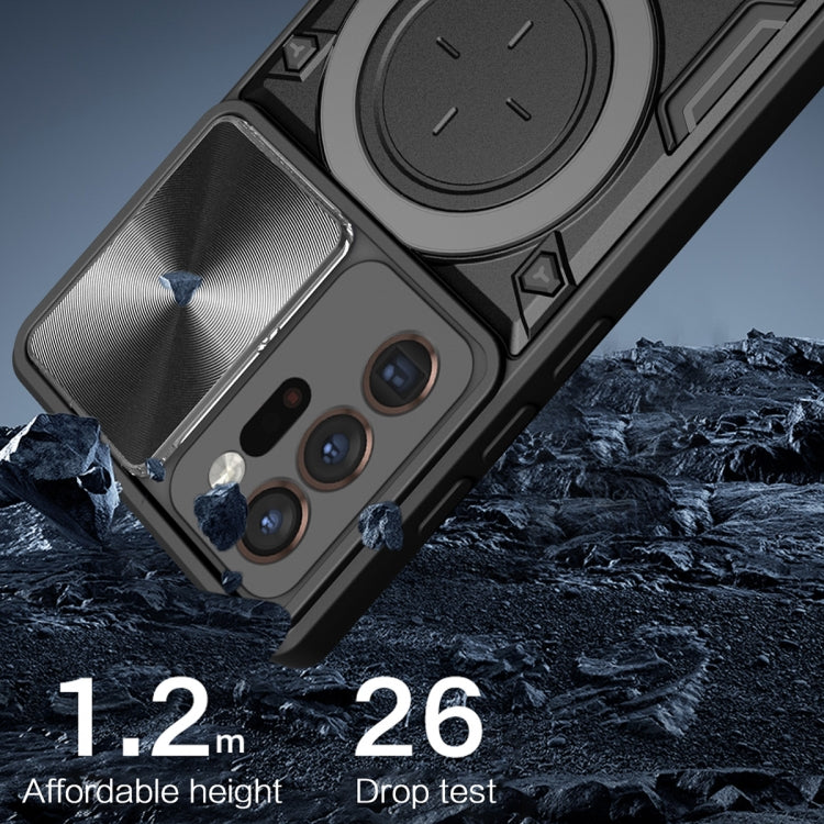 For Samsung Galaxy Note20 Ultra CD Texture Sliding Camshield Magnetic Holder Phone Case