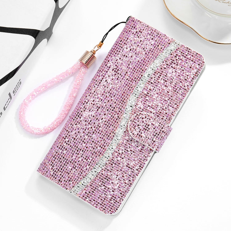 For Xiaomi Redmi Note 8 Glitter Powder Horizontal Flip Leather Case with Card Slots & Holder & Lanyard