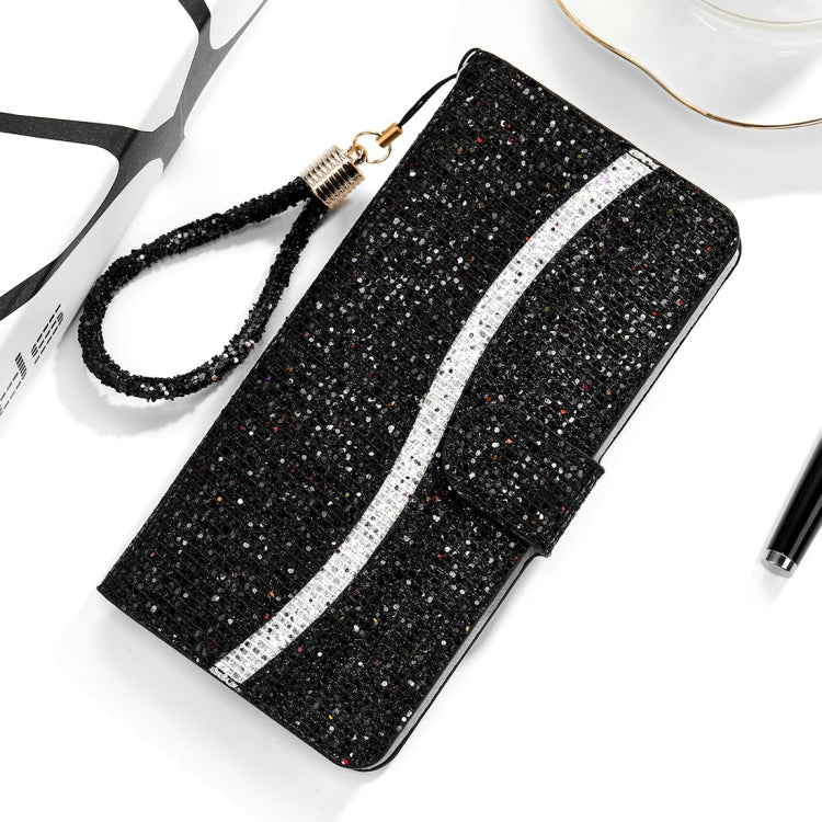 For Xiaomi Redmi Note 8T Glitter Powder Horizontal Flip Leather Case with Card Slots & Holder & Lanyard