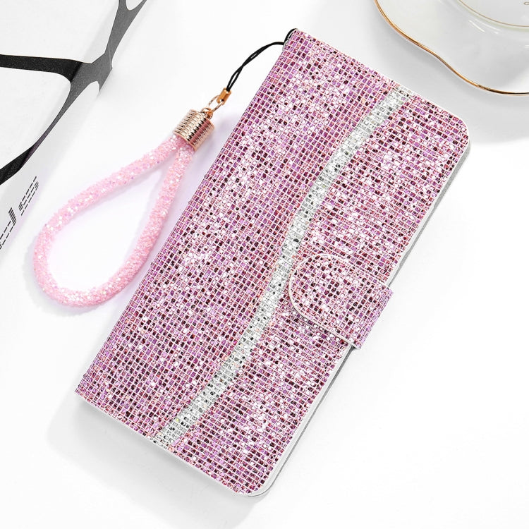 For Huawei P30 Lite Glitter Powder Horizontal Flip Leather Case with Card Slots & Holder & Lanyard