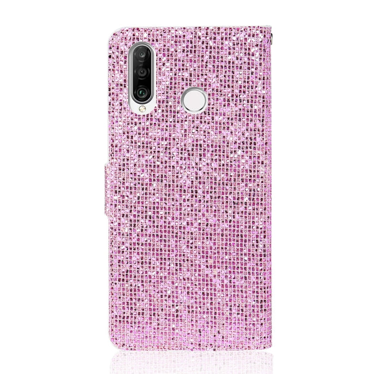 For Huawei P30 Lite Glitter Powder Horizontal Flip Leather Case with Card Slots & Holder & Lanyard