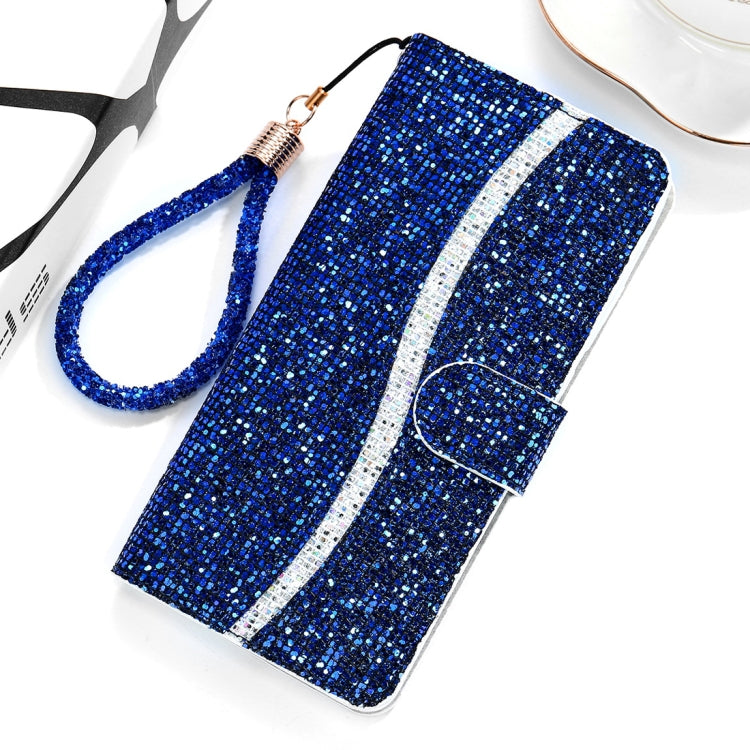For Huawei P30 Lite Glitter Powder Horizontal Flip Leather Case with Card Slots & Holder & Lanyard