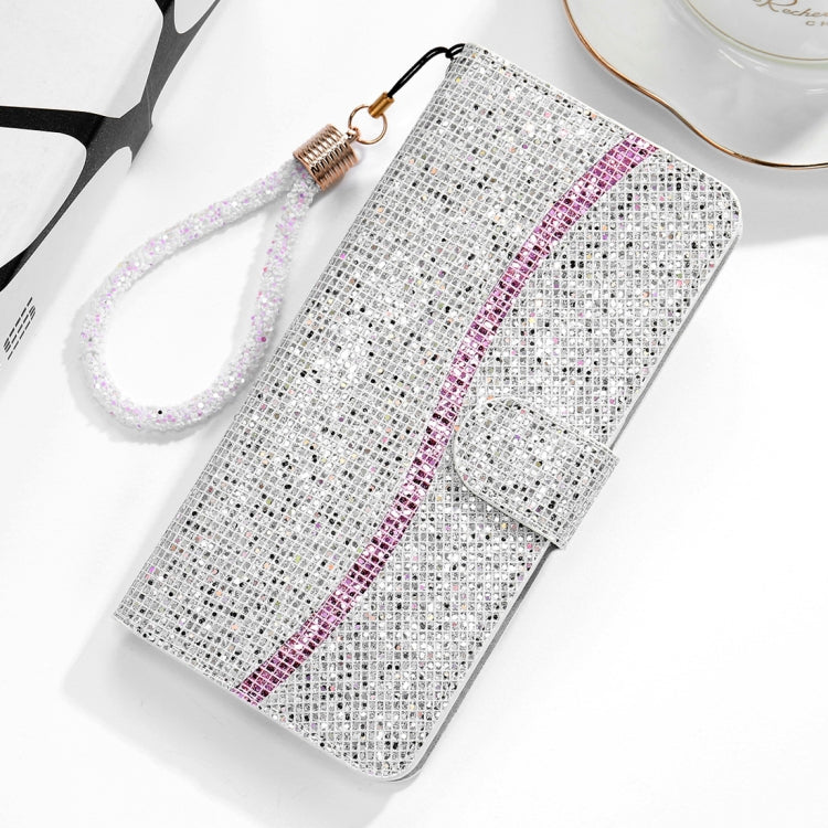 For Huawei Y5 (2018) Glitter Powder Horizontal Flip Leather Case with Card Slots & Holder & Lanyard