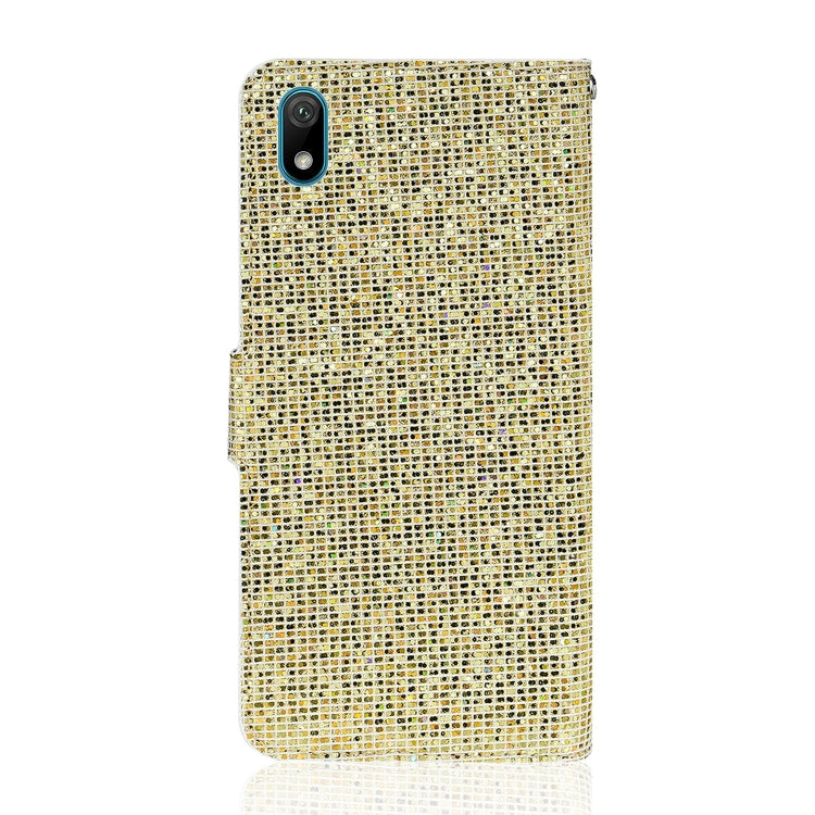 For Huawei Y5 (2019) Glitter Powder Horizontal Flip Leather Case with Card Slots & Holder & Lanyard