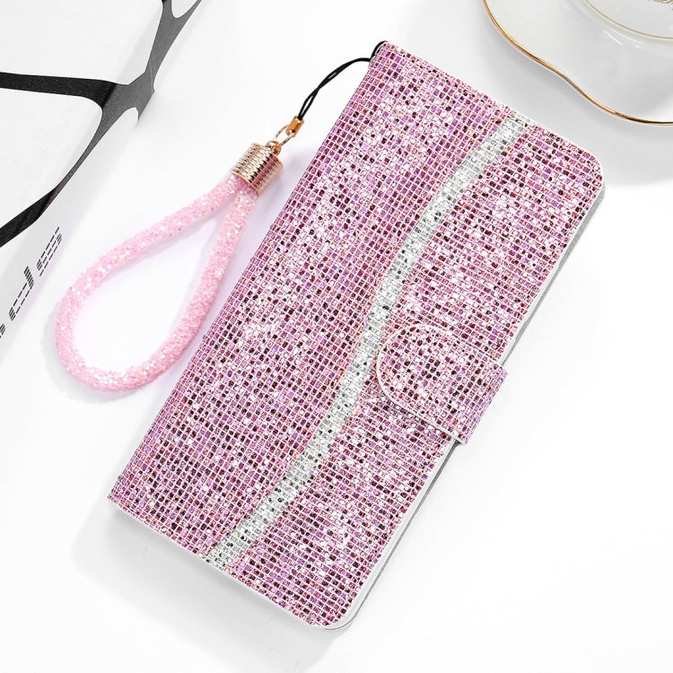 For Huawei Honor 8A / Y6 (2019) Glitter Powder Horizontal Flip Leather Case with Card Slots & Holder & Lanyard