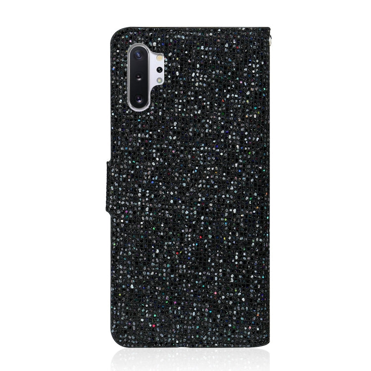 For Samsung Galaxy Note 10 Plus Glitter Powder Horizontal Flip Leather Case with Card Slots & Holder & Lanyard