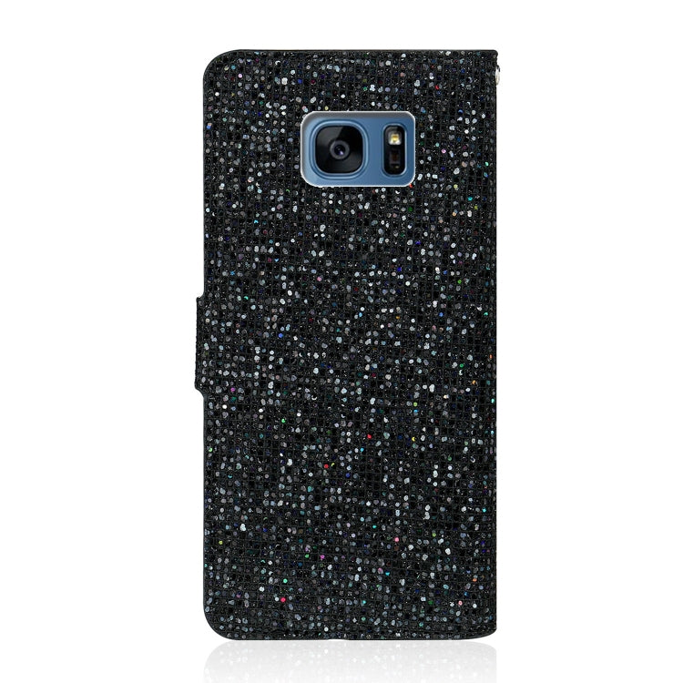 For Samsung Galaxy S7 Glitter Powder Horizontal Flip Leather Case with Card Slots & Holder & Lanyard