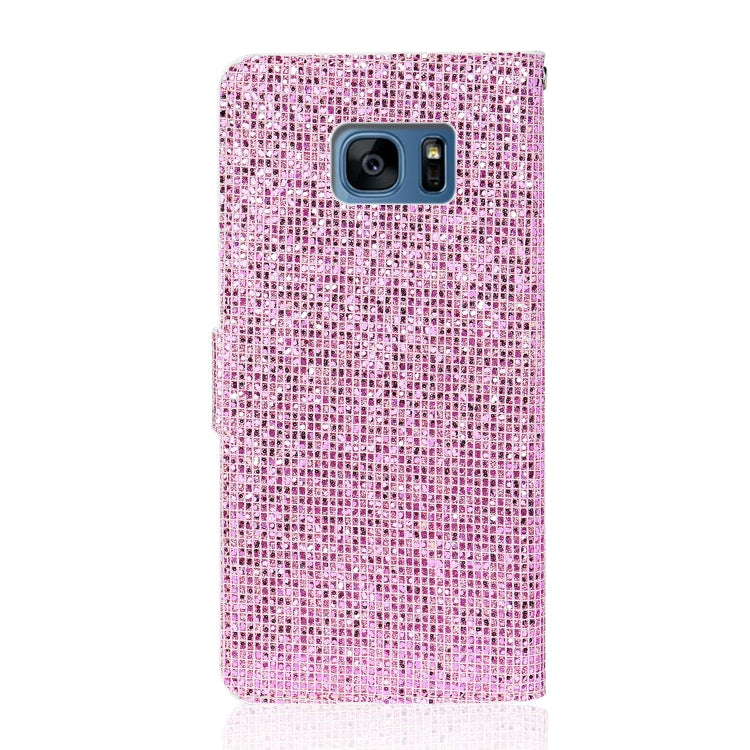 For Samsung Galaxy S7 Glitter Powder Horizontal Flip Leather Case with Card Slots & Holder & Lanyard