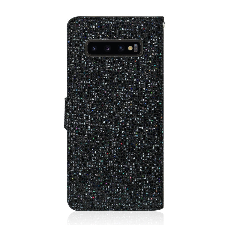 For Samsung Galaxy S10 Glitter Powder Horizontal Flip Leather Case with Card Slots & Holder & Lanyard