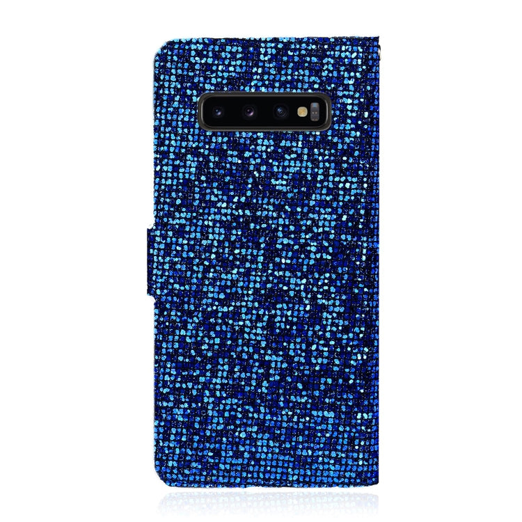 For Samsung Galaxy S10 Glitter Powder Horizontal Flip Leather Case with Card Slots & Holder & Lanyard