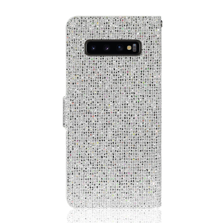 For Samsung Galaxy S10 Glitter Powder Horizontal Flip Leather Case with Card Slots & Holder & Lanyard