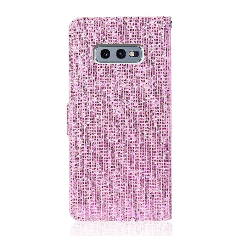For Samsung Galaxy S10e Glitter Powder Horizontal Flip Leather Case with Card Slots & Holder & Lanyard