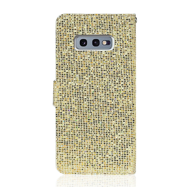 For Samsung Galaxy S10e Glitter Powder Horizontal Flip Leather Case with Card Slots & Holder & Lanyard