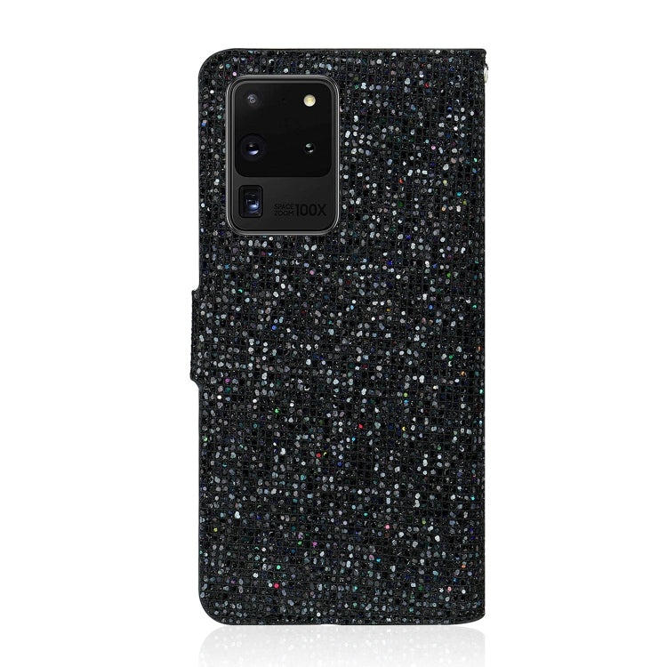 For Samsung Galaxy S20 Ultra Glitter Powder Horizontal Flip Leather Case with Card Slots & Holder & Lanyard