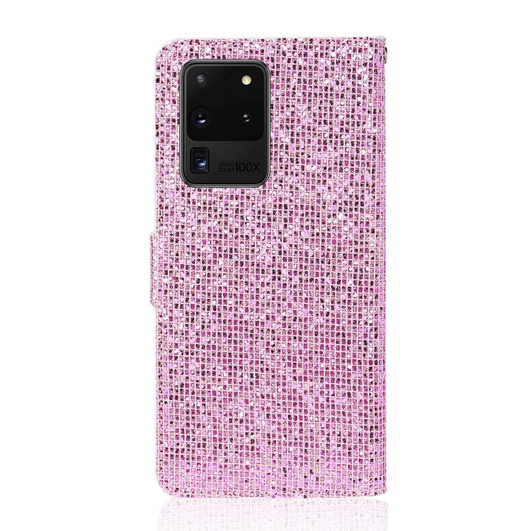 For Samsung Galaxy S20 Ultra Glitter Powder Horizontal Flip Leather Case with Card Slots & Holder & Lanyard