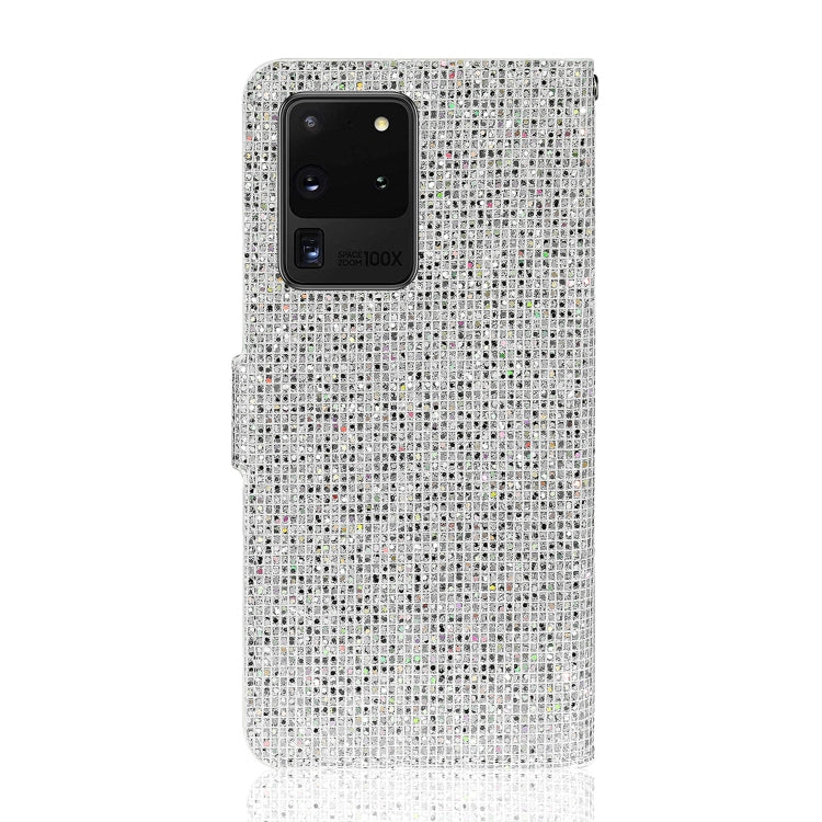 For Samsung Galaxy S20 Ultra Glitter Powder Horizontal Flip Leather Case with Card Slots & Holder & Lanyard