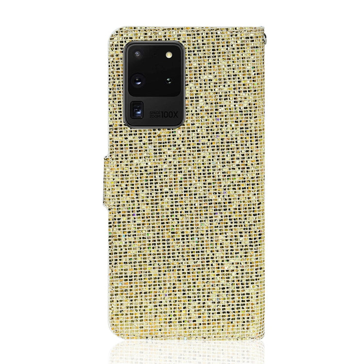 For Samsung Galaxy S20 Ultra Glitter Powder Horizontal Flip Leather Case with Card Slots & Holder & Lanyard