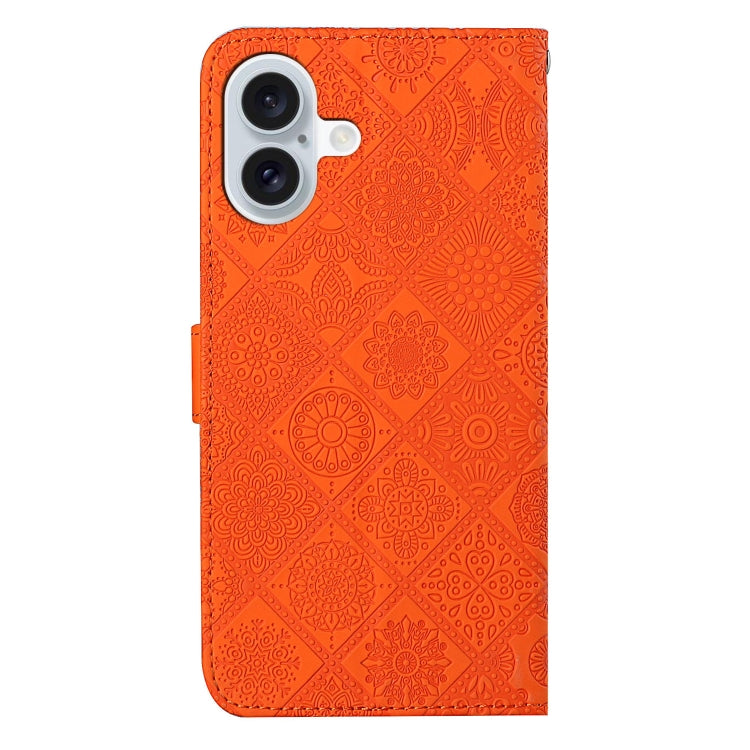 For iPhone 16 Plus Ethnic Style Embossed Pattern Leather Phone Case