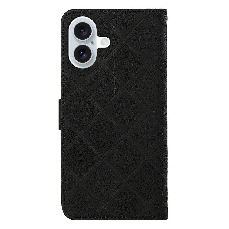 For iPhone 16 Plus Ethnic Style Embossed Pattern Leather Phone Case