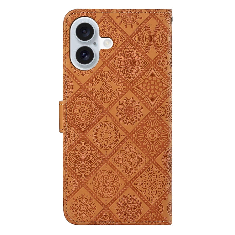 For iPhone 16 Ethnic Style Embossed Pattern Leather Phone Case