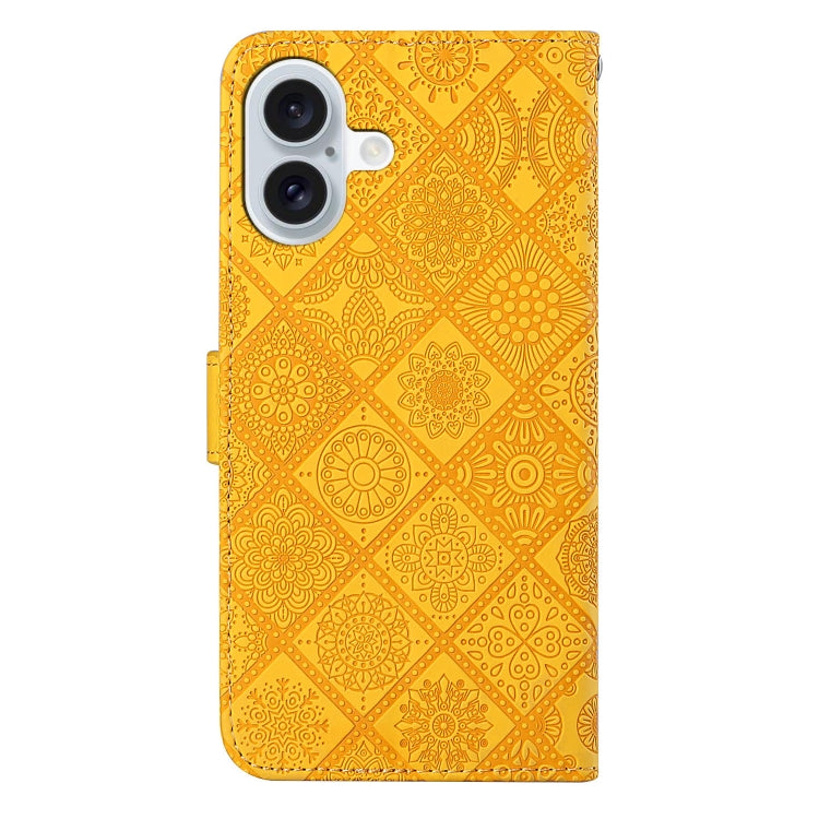 For iPhone 16 Ethnic Style Embossed Pattern Leather Phone Case