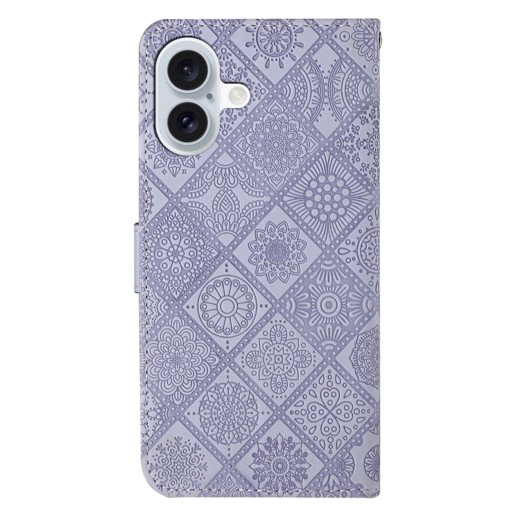 For iPhone 16 Ethnic Style Embossed Pattern Leather Phone Case