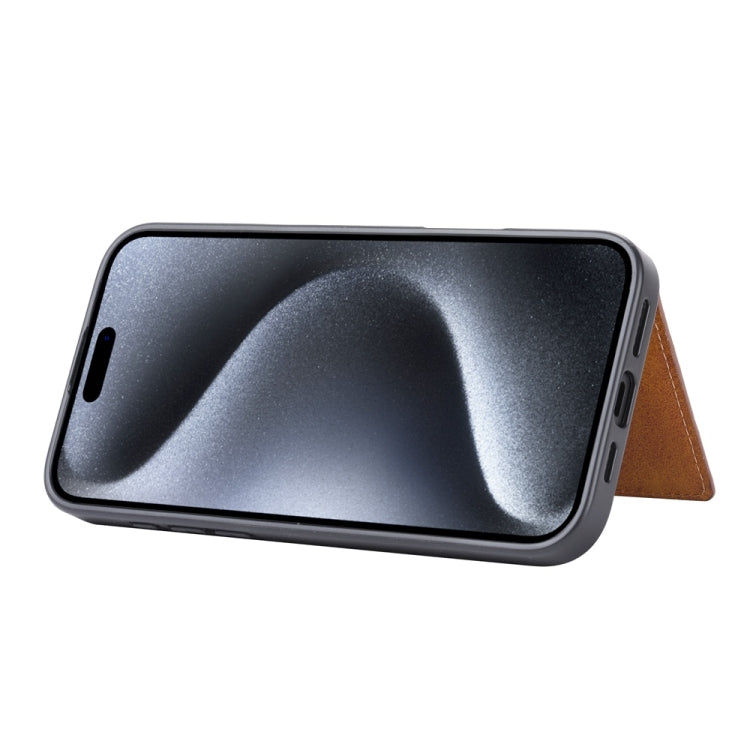 For iPhone 16 Pro Max Calfskin Card Slot TPU Hybrid PU Phone Case