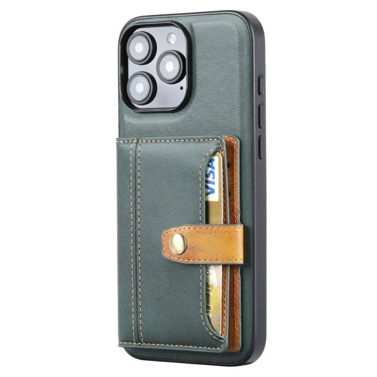 For iPhone 16 Pro Max Calfskin Card Slot TPU Hybrid PU Phone Case