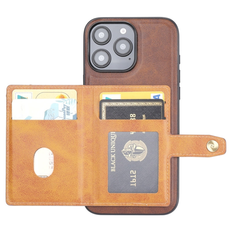 For iPhone 16 Pro Calfskin Card Slot TPU Hybrid PU Phone Case