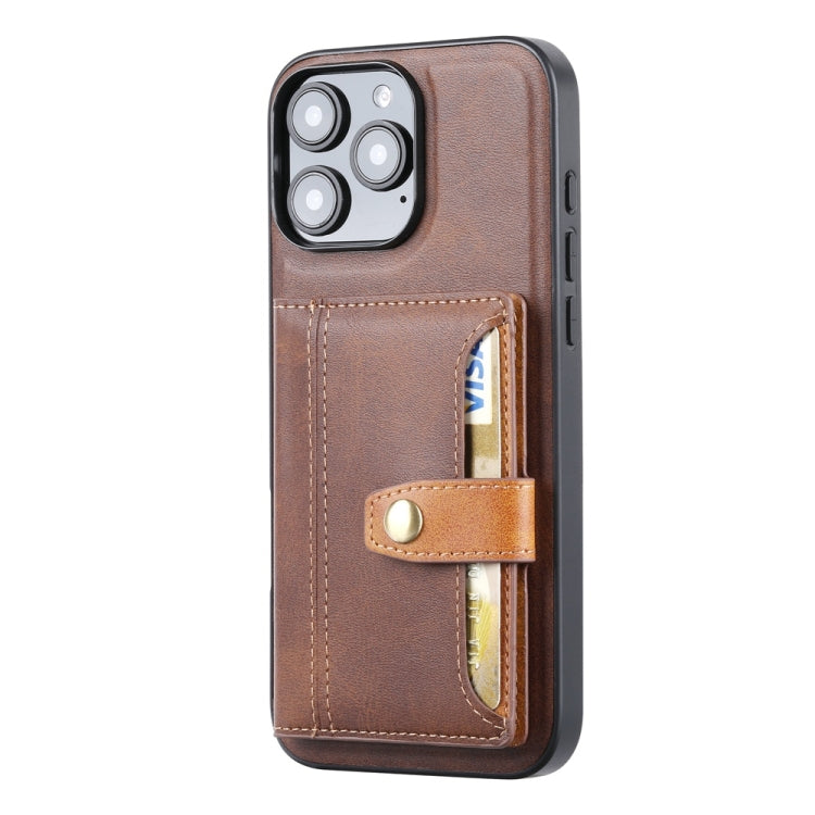 For iPhone 16 Pro Calfskin Card Slot TPU Hybrid PU Phone Case