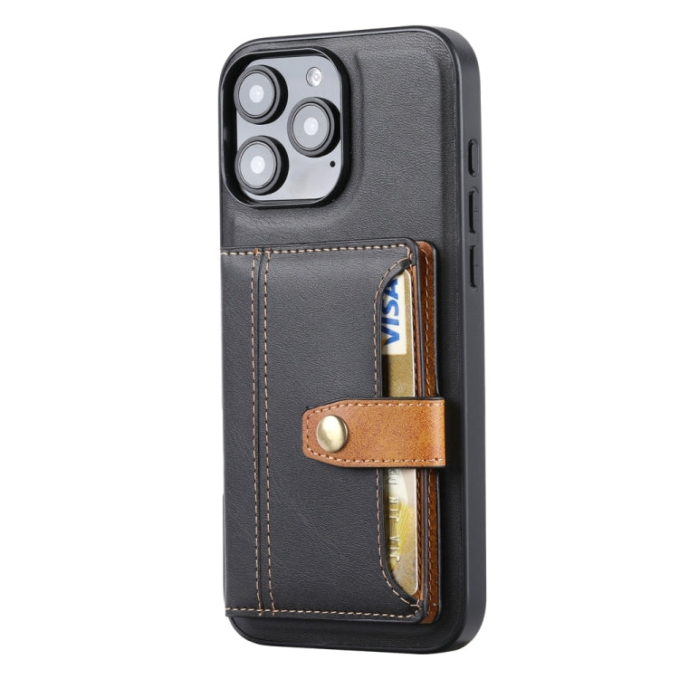 For iPhone 16 Pro Calfskin Card Slot TPU Hybrid PU Phone Case