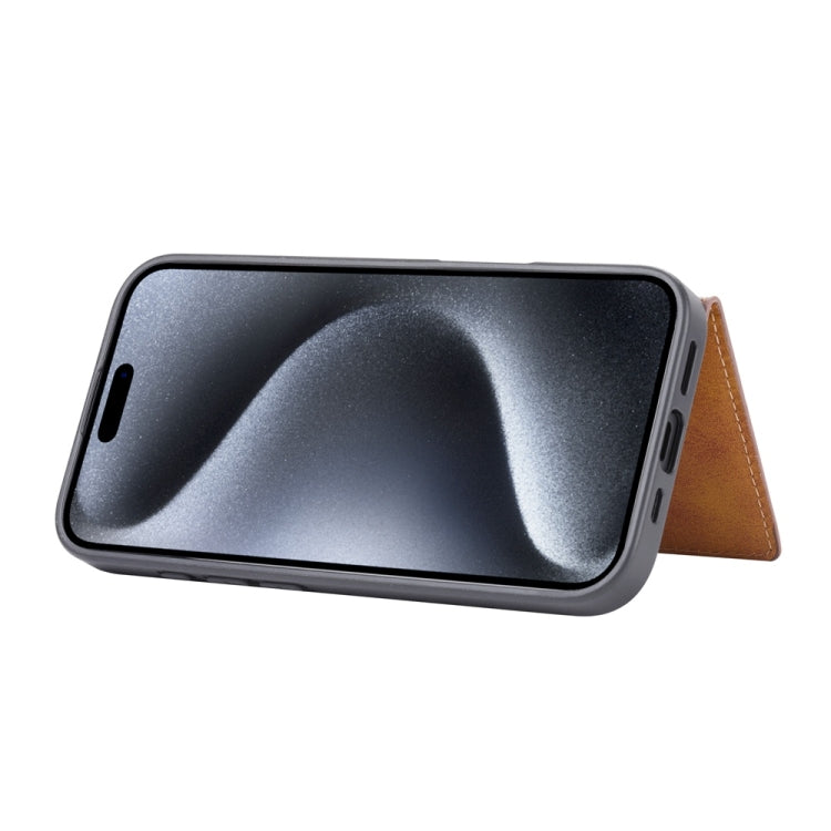 For iPhone 16 Calfskin Card Slot TPU Hybrid PU Phone Case