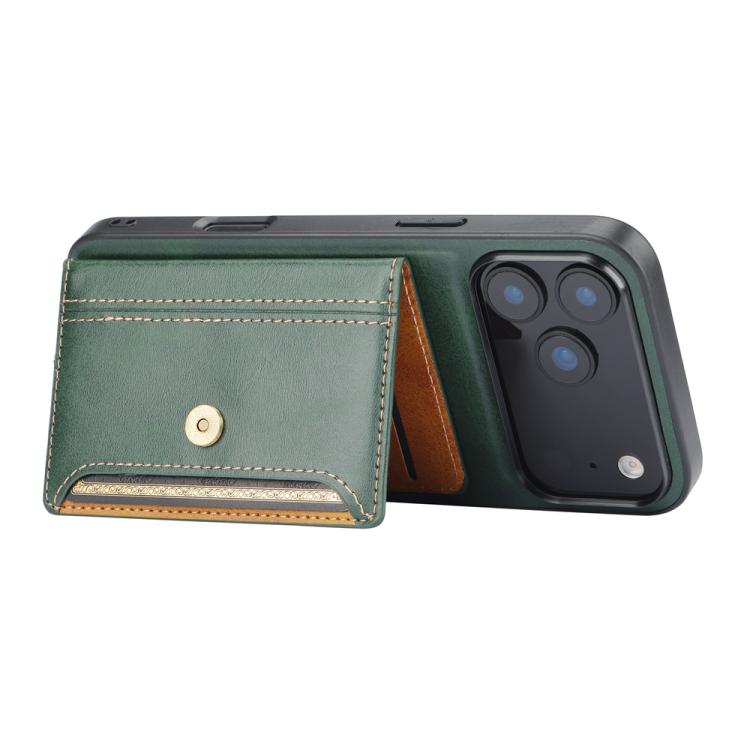 For iPhone 17 Pro Max Calfskin Card Slot TPU Hybrid PU Phone Case