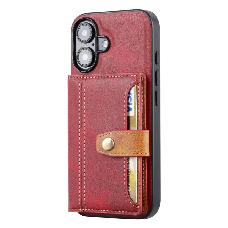 For iPhone 17 Calfskin Card Slot TPU Hybrid PU Phone Case