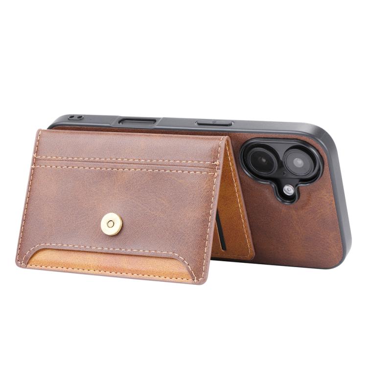 For iPhone 17 Calfskin Card Slot TPU Hybrid PU Phone Case