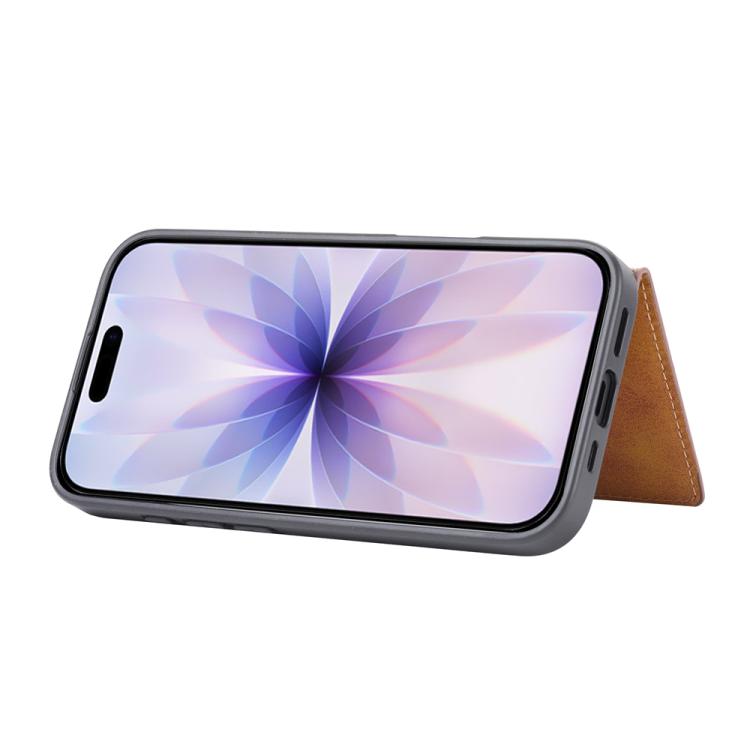For iPhone 17 Calfskin Card Slot TPU Hybrid PU Phone Case