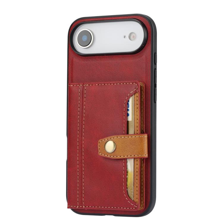 For iPhone Air Calfskin Card Slot TPU Hybrid PU Phone Case