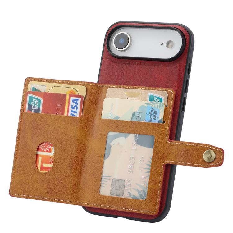 For iPhone Air Calfskin Card Slot TPU Hybrid PU Phone Case